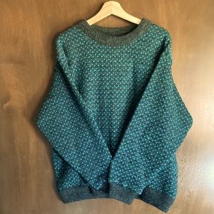 LL Bean Womens Wool Blend Sweater, Grey, Teal and Purple, NWOT XL